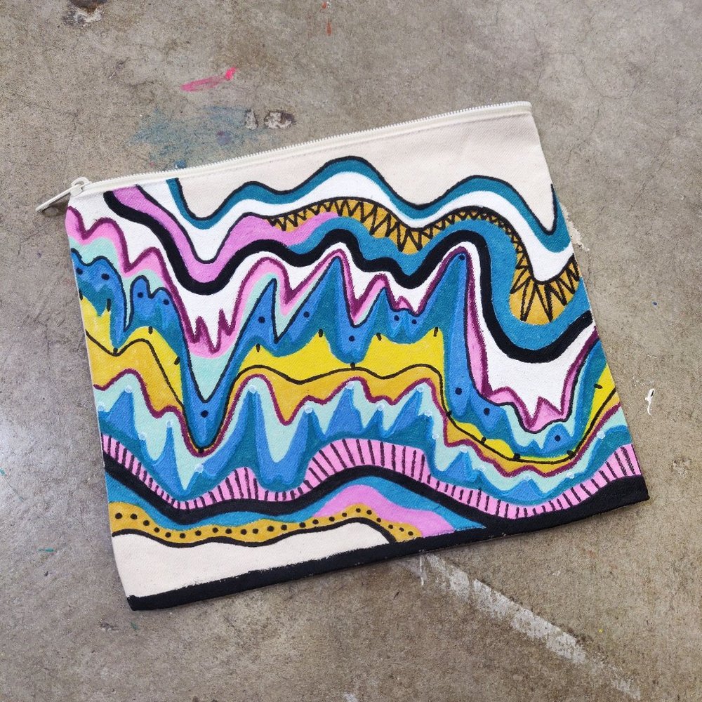 Hand Painted Zip Top Clutch Purse